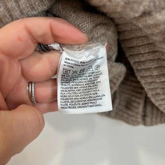 H&M Cable Knit Cropped Cardigan Taupe Small Gold Buttons Soft Knit Cottagecore - Picture 5 of 9